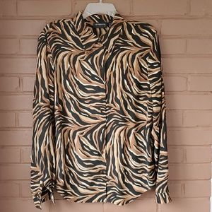 Liz Claiborne Silk Tiger Print Blouse Size 10
